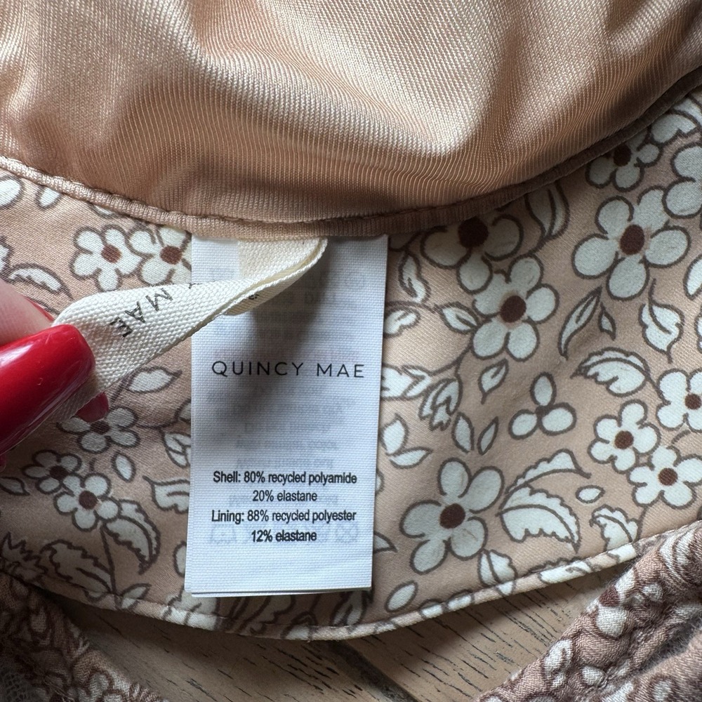 Quincy Mae Cream Beige Rust Floral Top And Sun Hat - Picture 4 of 5